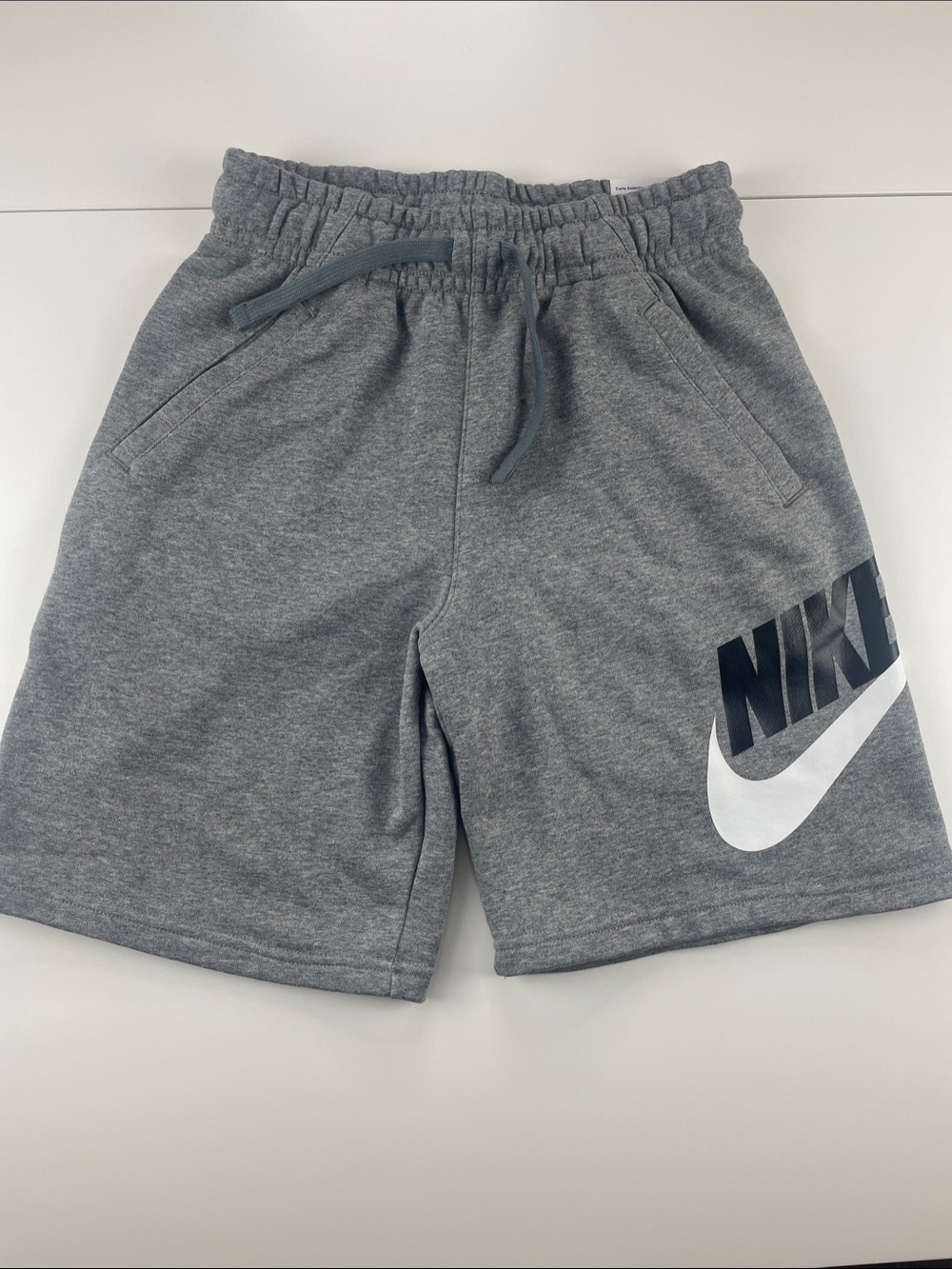 Nike Kids Grey Logo Fleece Shorts with White Swoosh